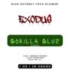 Exodus high potency thca flower with gorilla glue hybrid strain profile in a 28g (1oz) bag.
