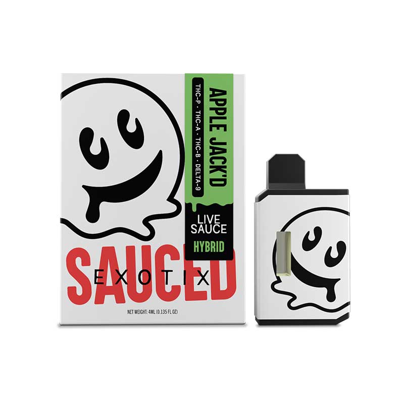 Half Bak'd Sauced Exotix THCB + THCP + Delta-8 + THCA Live Resin 4g disposable with Apple Jack'd Hybrid terpenes