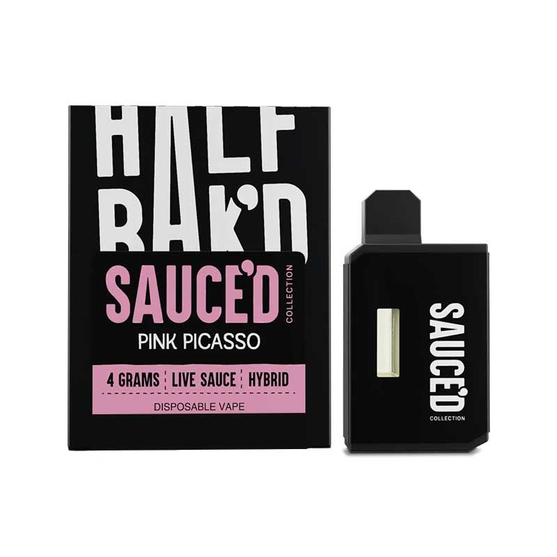 Half Bak'd Sauced THCB + THCP + Delta-8 + THCA Live Resin 4g disposable with Pink Picasso Hybrid terpenes