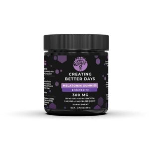 Creating Better Days Delta 9 gummies in a 300mg jar with dragon berry flavor in a 10mg gummy.