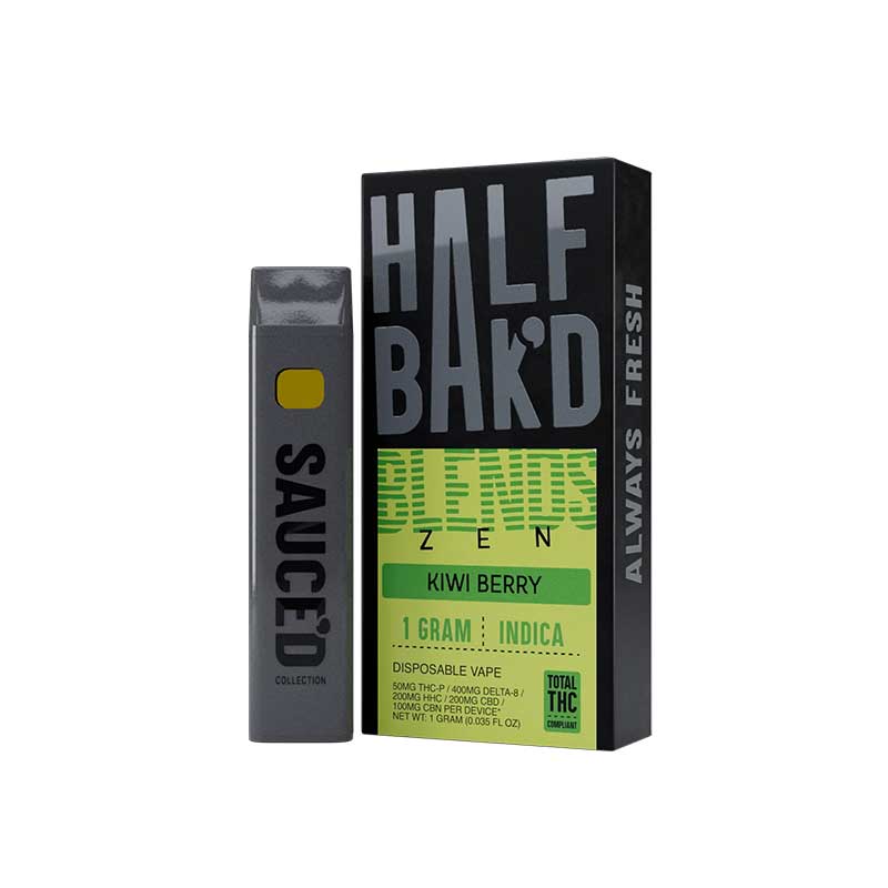 Half Bak'd Zen Blend Delta-8 + THCP + CBD + CBN 1g disposable with Kiwi Berry terpenes
